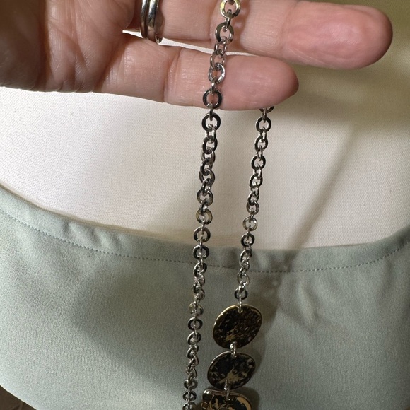 Gold and Silver Statement Necklace array of shapes - Picture 3 of 3